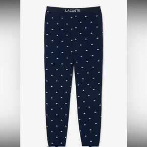 Lacoste Men's Printed Cotton Pajama Bottoms with Pockets. Size Large